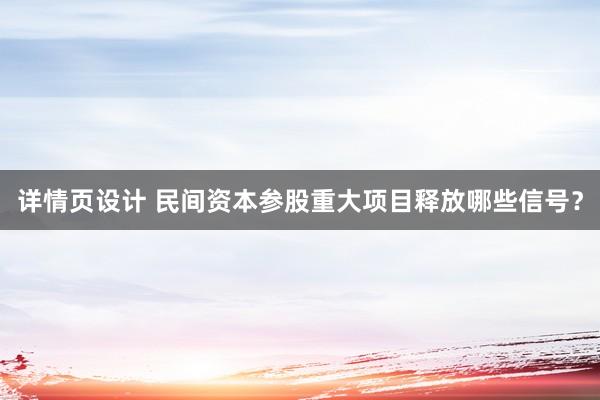 详情页设计 民间资本参股重大项目释放哪些信号？